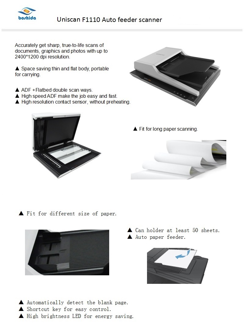 Uniscan Uniscom F1110 Auto Feeder Scanner Shenzhen Boshida Optical